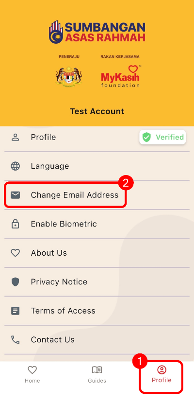 MyKasih App - Change Emai;