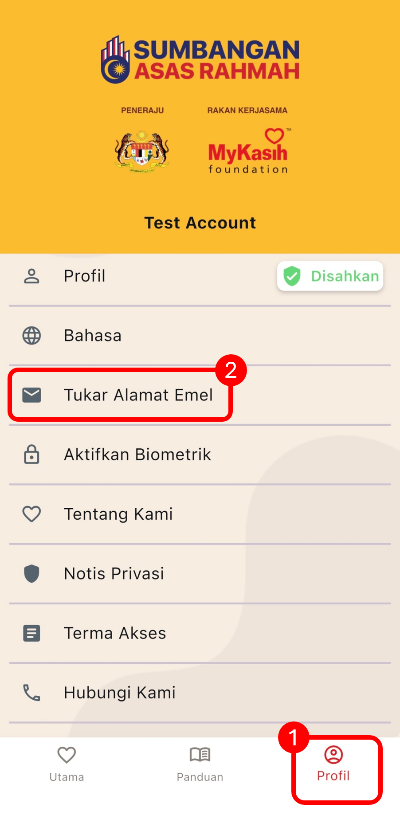 MyKasih App - Tukar Emel