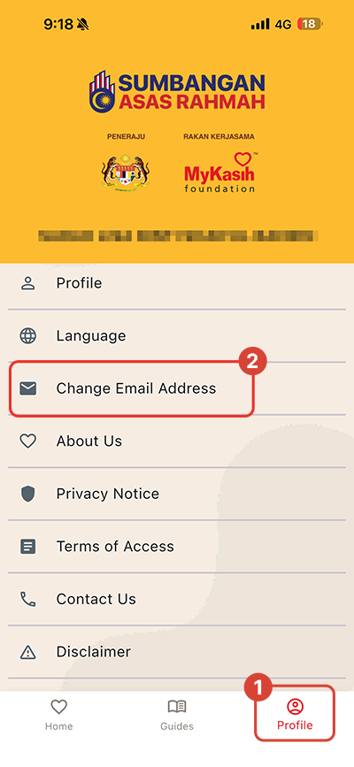 MyKasih App - Change Emai;